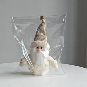 Nordic plush Santa Claus ornament detail, cute glowing gnome figurine for window decor