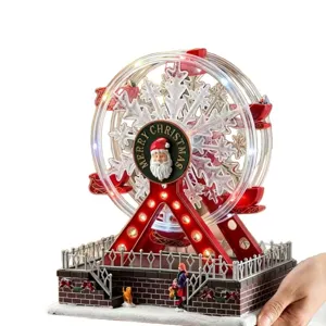 Boîte à musique résine grande roue tournante Noël LED lumière décoration cadeau maison