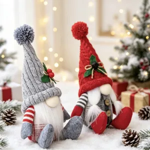 Christmas gnome plush toys set, cute faceless Swedish tomte holiday decorations for home decor.