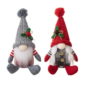 Christmas gnomes plush toys set, cute faceless Swedish Tomte holiday home desk decorations