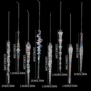 Acrylique Coloré Glaçon Pendeloques Ornements Suspendus Irisé Décoration d'Arbre de Noël Fournitures de Fête Décorations de Vacances