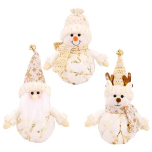 Nordic Christmas plush glowing doll set, cute Santa snowman reindeer desktop festival decor