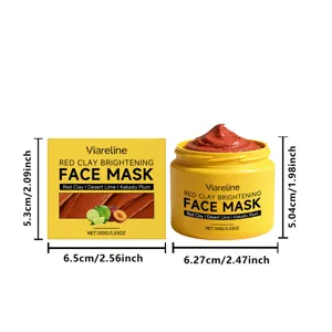 Maschera viso all'argilla rossa VIARELINE dettaglio con dimensioni e confezione.