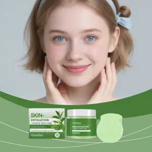 VIARELINE green tea exfoliating toner pads, 30pcs gentle facial cleansing and moisturizing care.