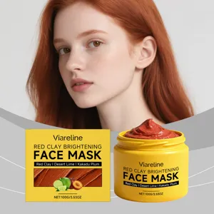 VIARELINE maschera viso illuminante all'argilla rossa 100g pulizia profonda idratante pelle