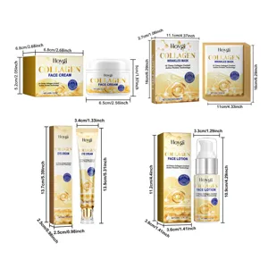 Hoygi collagen facial skincare set with cream, eye cream, lotion, and mask for deep hydration.