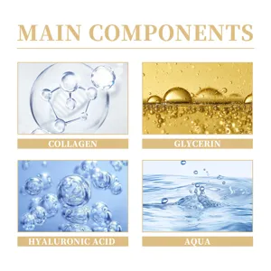 Skincare ingredient detail graphic showing collagen, glycerin, hyaluronic acid and aqua.