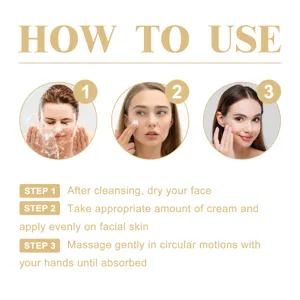 Skincare instruction guide graphic detail showing 3 step facial application process clearly.