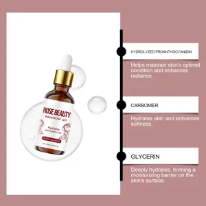 Rose moisturizing essential oil dropper bottle hydrating nourishing skincare product 50ml