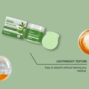 Discover the lightweight texture of Viareline green tea exfoliating pads for smooth skin.