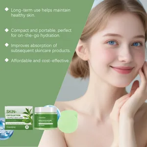 VIARELINE green tea exfoliating cotton pads, 30 pads for gentle facial cleansing and care.