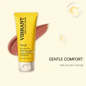 HOYGI Red Clay Facial Mask Gentle Deep Cleansing Hydrating Moisturizing Skincare Tube 50g.