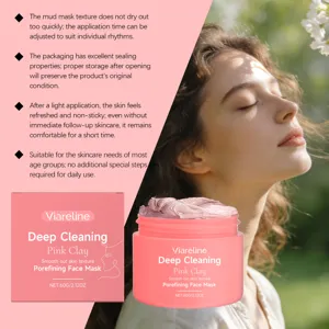 Viareline Pink Clay Deep Cleaning Facial Mask for Pore Fining and Skin Smoothing Care