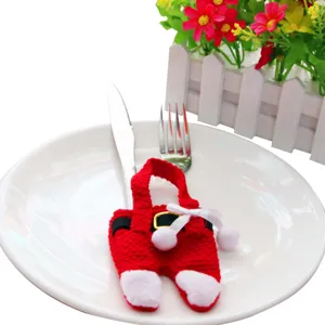 Christmas cutlery holder Santa pants tableware cover table decoration festive gift new year