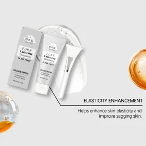 Detailopname van Hanchobit pdrn exosome glaze mask tube en doos met kwast en gel.