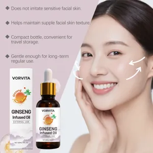 Huile visage infusée au ginseng VORVITA 30ml nourrit la peau et convient pour les voyages.