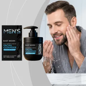 EAST MOON Mens Facial Cleanser with Bamboo Charcoal Deep Cleansing Hydrating Foam 100g