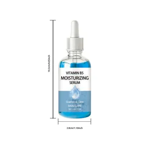 Detailansicht der Vitamin B5 Feuchtigkeitsserum Flasche mit Tropfer, klare Textur und Skala.