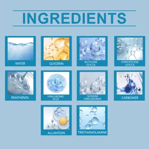 B5 feuchtigkeitsspendendes Gesichts-Serum Inhaltsstoff-Tabelle mit Wasser und Glycerin.