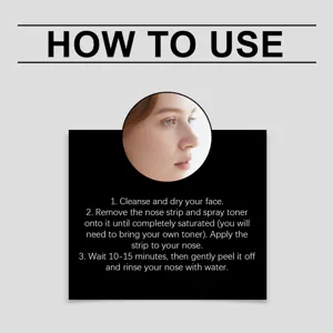 Cleansing nose strip usage guide detailing simple step by step instructions for daily skincare routine.