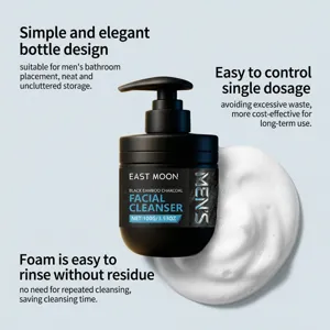 East Moon men's facial cleanser with black bamboo charcoal, deep cleaning foam for daily skin care.