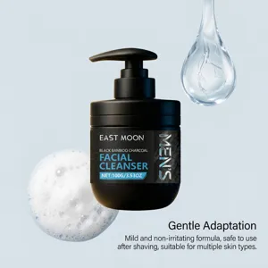Men facial cleanser with black bamboo charcoal, gentle and nourishing foam for daily skincare.
