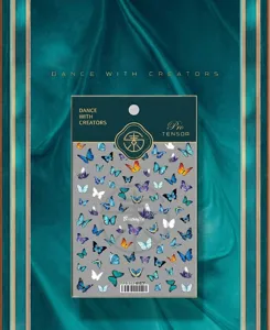 Exquisite blaue und orangefarbene Schmetterlings-Nagelkunstaufkleber von TENSOR