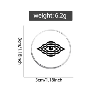 Geometrische psychedelische oog metalen broche badge zwart wit abstracte speld accessoire