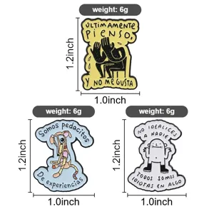 Spanish phrase illustration metal brooch abstract funny animal villain enamel pin badge.