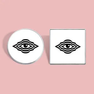 Geometrisch Abstract Boos Oog Metalen Brosche Zwart En Wit Lijnpatroon Badge Mode Emaille Reversspeld Sieraden Cadeau