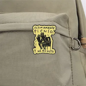 Spanish quote metal brooch abstract figure illustration enamel pin badge backpack accessory
