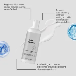 Dettaglio detergente viso rinfrescante, formula idratante per equilibrio cutaneo.