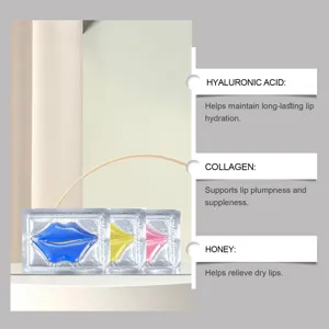 Hydrating lip mask patch with hyaluronic acid and collagen for deep moisturizing and smooth lips.