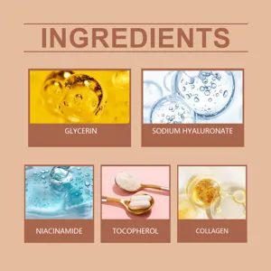 Vista detallada que muestra los ingredientes clave para el cuidado de la piel como glicerina y ácido.