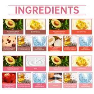 Detailed view of nourishing lip balm natural plant extracts and moisturizing ingredients infographic