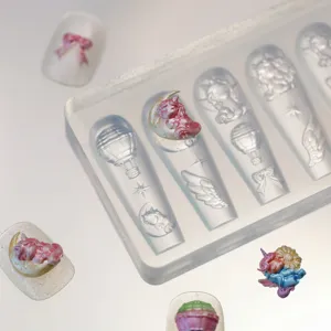 Molde de Uñas de Silicona de Alta Transparencia Unicornio Arcoíris 3D DIY Plantilla de Arte de Uñas Herramienta de Moldeado Molde de Resina Transparente