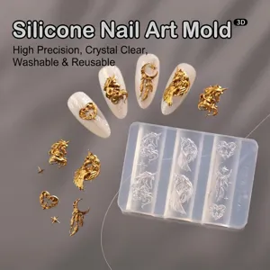 Molde de Uñas 3D de Silicona Patrones Unicornio Luna Corazón Transparente Flexible DIY Accesorios Decorativos de Manicura