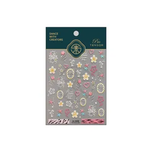 Adesivi per nail art a tema spiaggia estiva con limone, fiori e stelle marine M-1456