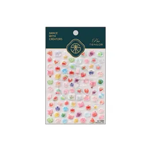 Süße sommerliche lichtdurchlässige Fruchtgelee-Nagelsticker im bunten Dopamin-Stil