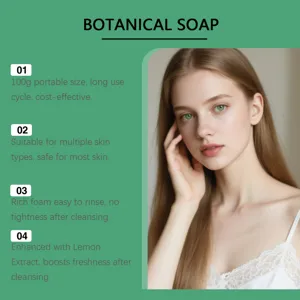 Savon botanique à l'extrait de citron, nettoyage doux pour une peau douce, fraîche et hydratée.
