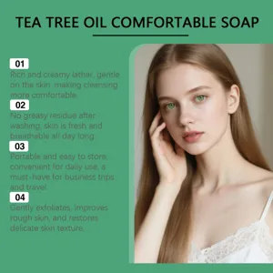 Savon nettoyant visage à l'huile d'arbre à thé, mousse riche et soin doux pour la peau.