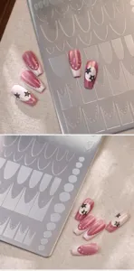 Detailed view of French minimalist nail stamping plate with star patterns and samples