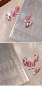 Detailed view of TG-071 French style nail stamping plate with star and chain patterns