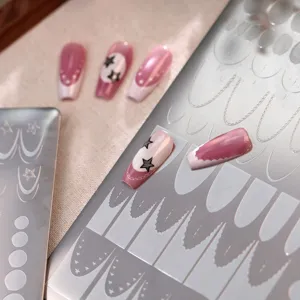 Professional French style minimalist nail stamping plate TG-071 with delicate star designs