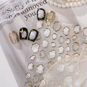 Vintage Französische 3D Relief Spitze Nagelaufkleber Flüssigmetall Rahmen Nail Art Decals DIY Maniküre Scrapbook Dekorations Aufkleber