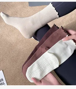Women yoga socks grip non-slip ruffles crew socks pilates fitness activewear breathable socks