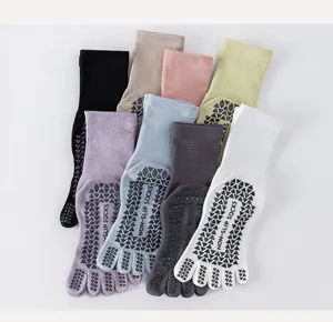 Women's cotton five toe non slip yoga socks pilates fitness athletic grip socks