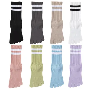 Women's Cotton Athletic Toe Socks Mid-Calf Split Toe Yoga Running Non-Slip Sports Socks