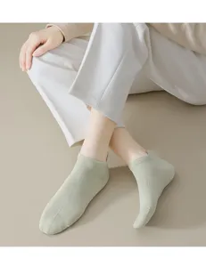 Detailed view of women's summer thin cotton low-cut socks, showing soft fabric and comfortable fit.