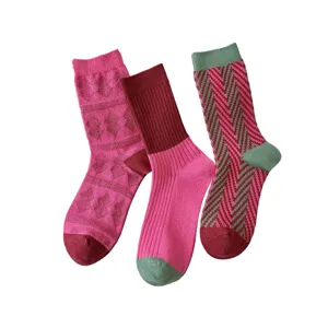 Chaussettes d'hiver rétro en coton chaud pour femmes, chaussettes thermiques épaisses, lot de 3